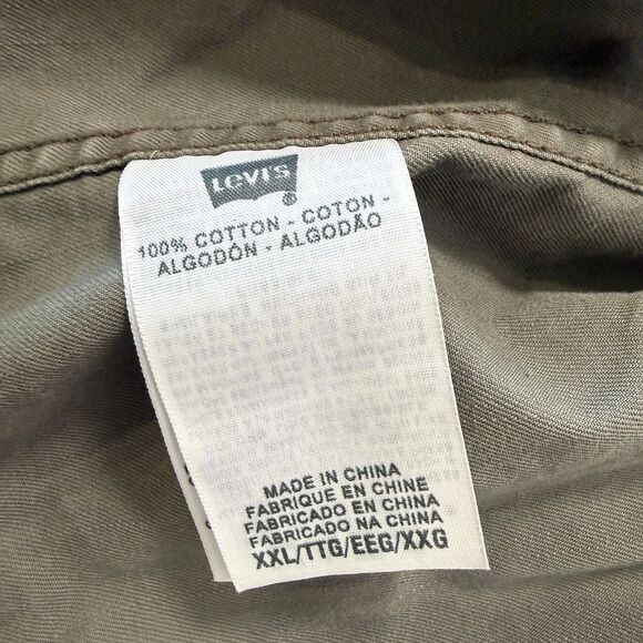 Levi's Men's XXL Field Jacket Olive Brown Canvas Utility Cargo Chore Coat Shell - Picture 6 of 10